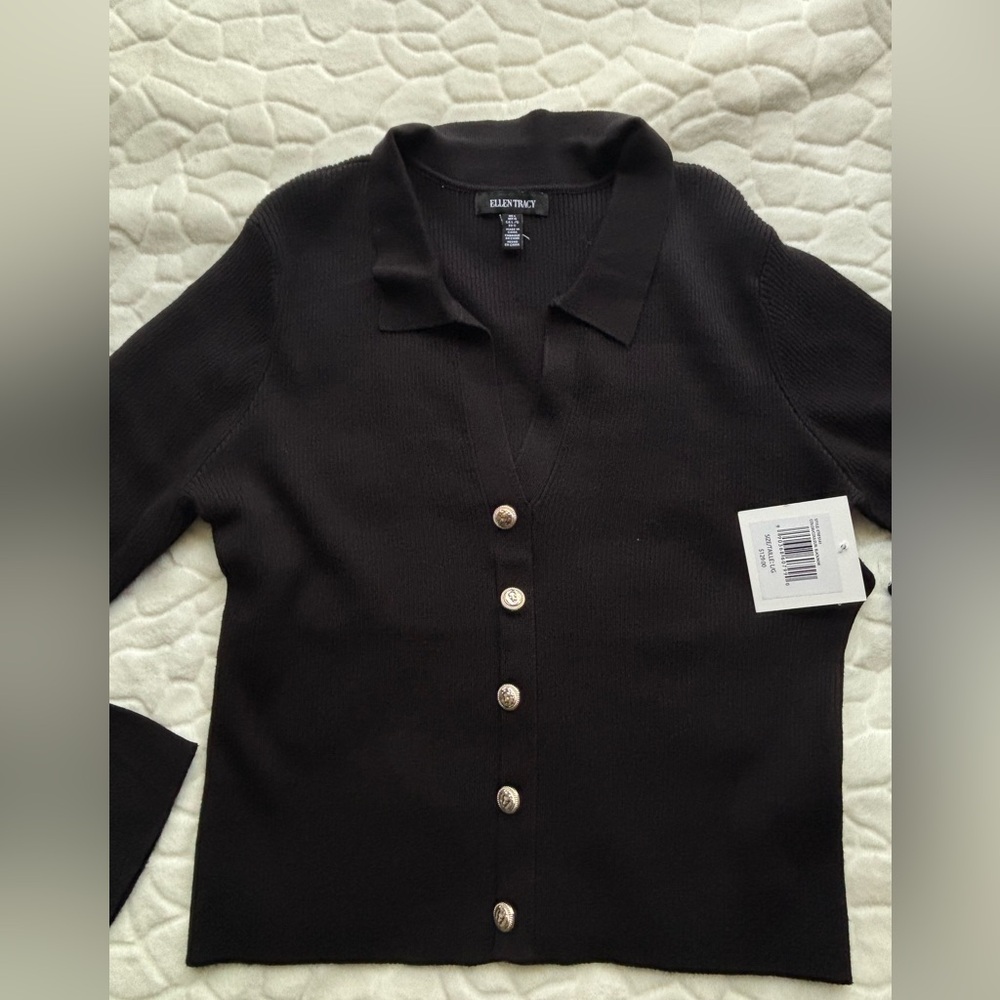 Ellen Tracy Collared Button Cardigan & Skirt - Picture 11 of 14